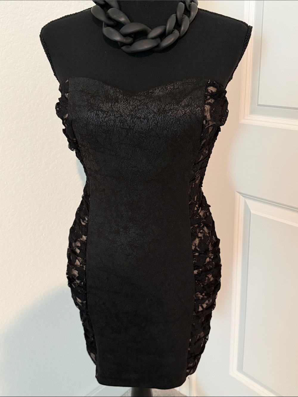 Charlotte Russe Black Strapless Lace Bodycon Dress